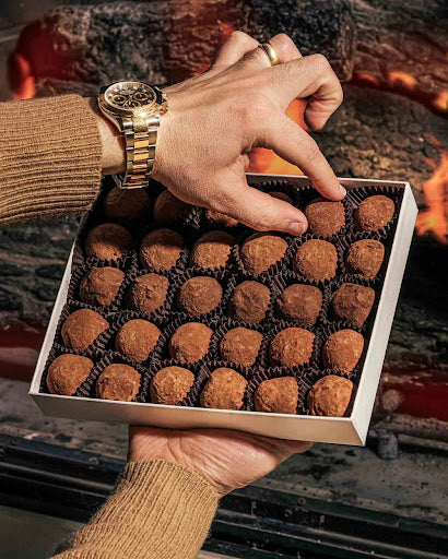 Compartés' Traditional Chocolate Truffles in their Winter White gift box.
