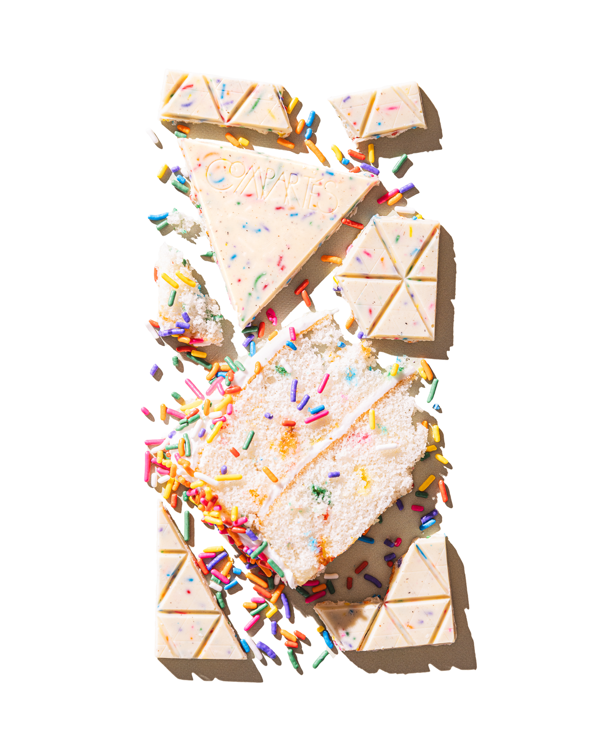 Compartes gourmet cake and sprinkles chocolate gift bar, white chocolate with birthday cake and sprinkles, vanilla