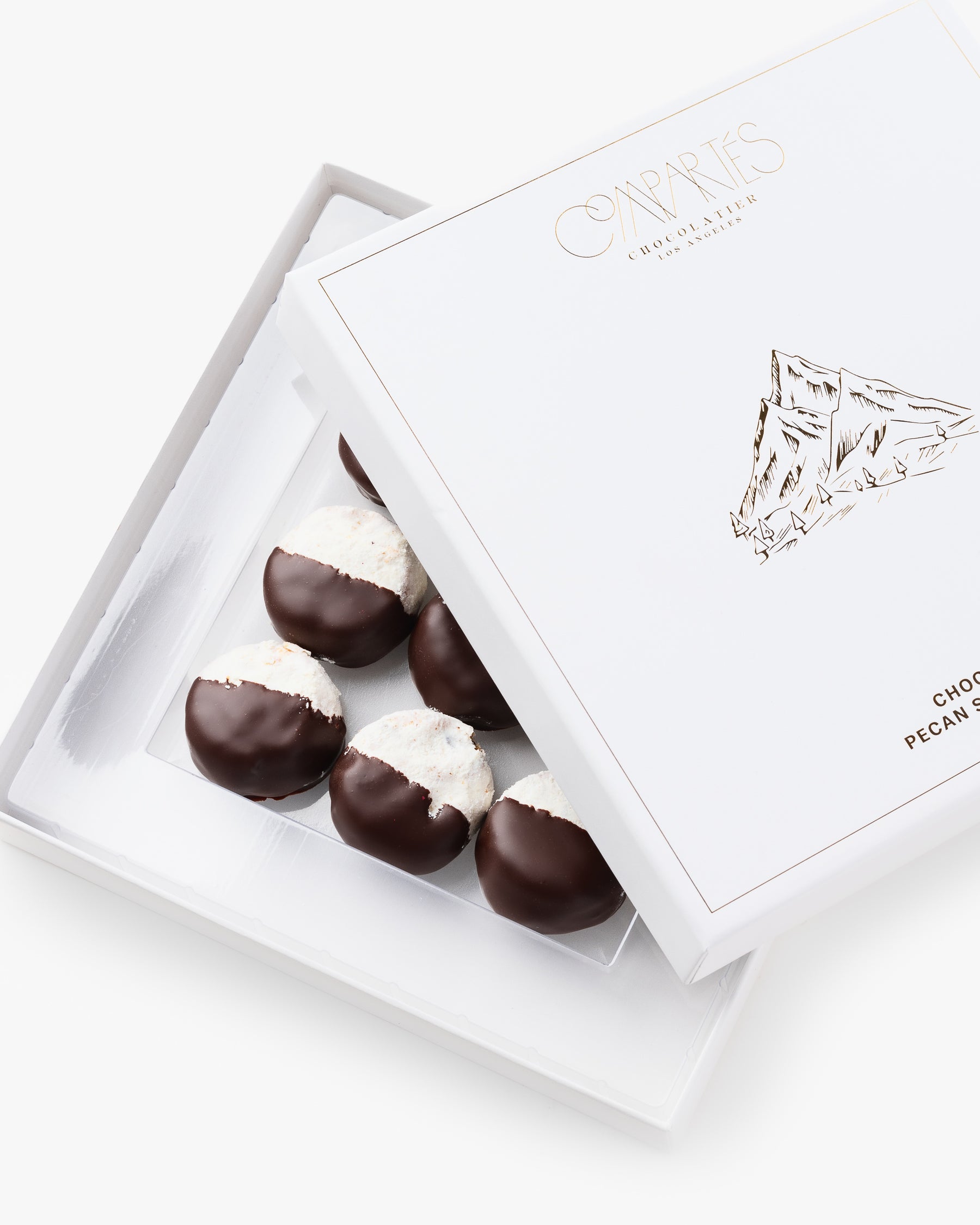 Chocolate Pecan Shortbread Cookies - White Gift Box