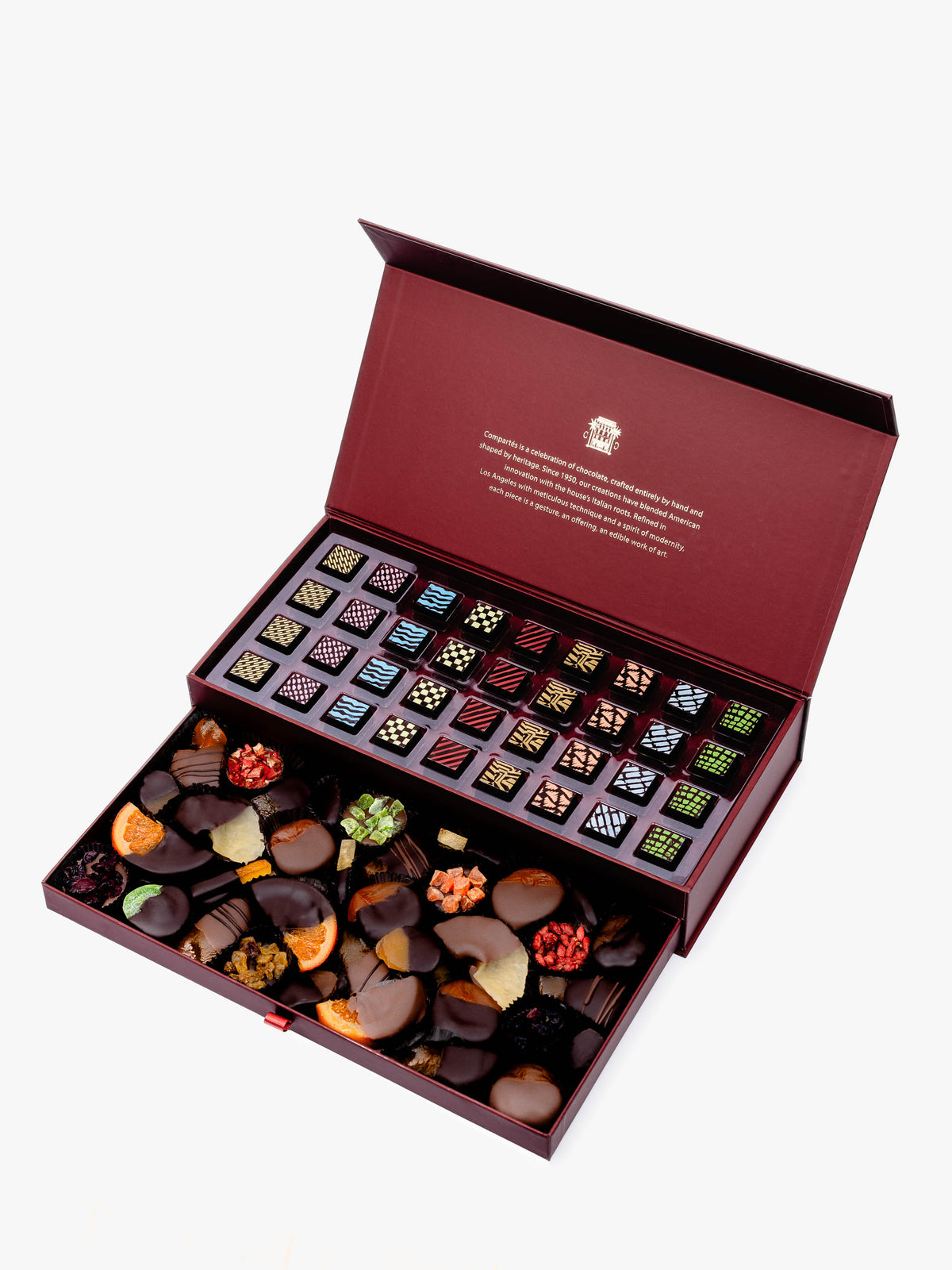 Burgundy Luxury Chocolate Drawer Gift Box - Chocolate & Fruit Selection