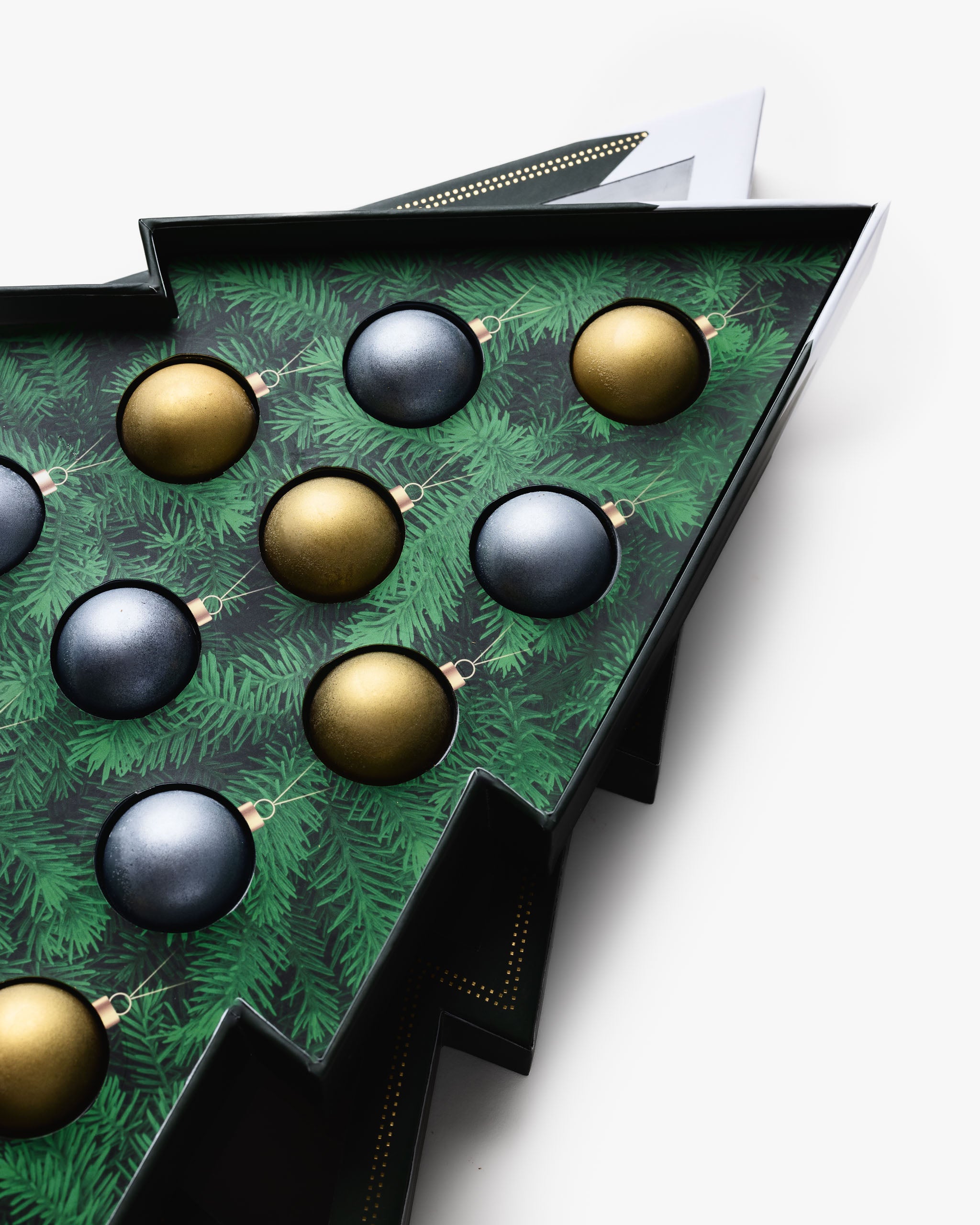 Chocolate Christmas Tree Gift Box with Edible Ornaments