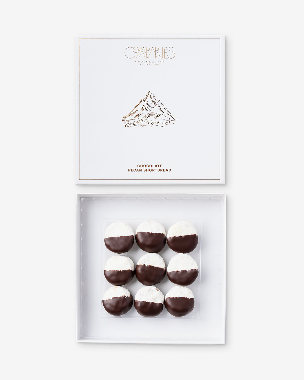 Chocolate Pecan Shortbread Cookies - White Gift Box
