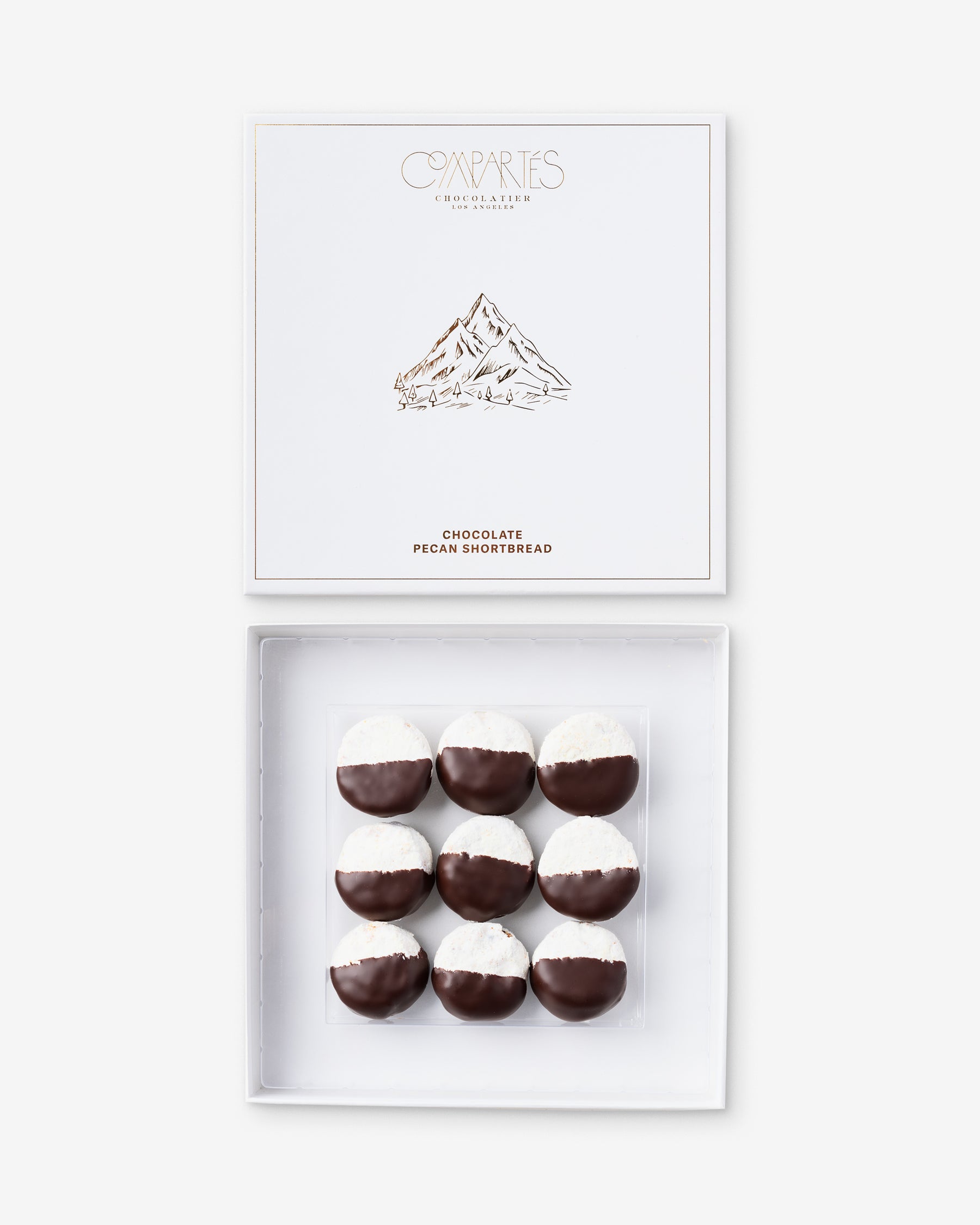 Chocolate Pecan Shortbread Cookies - White Gift Box