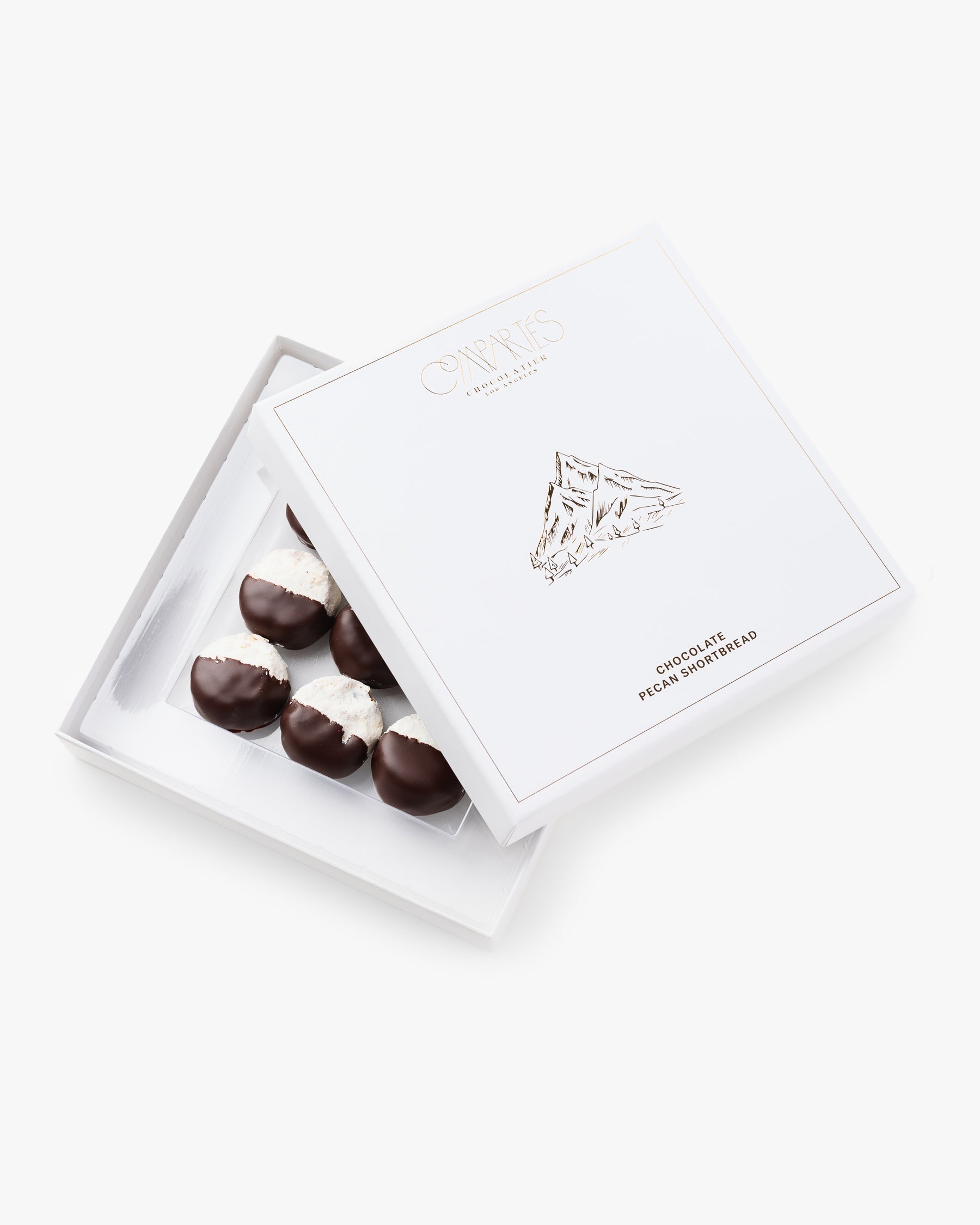 Chocolate Pecan Shortbread Cookies - White Gift Box