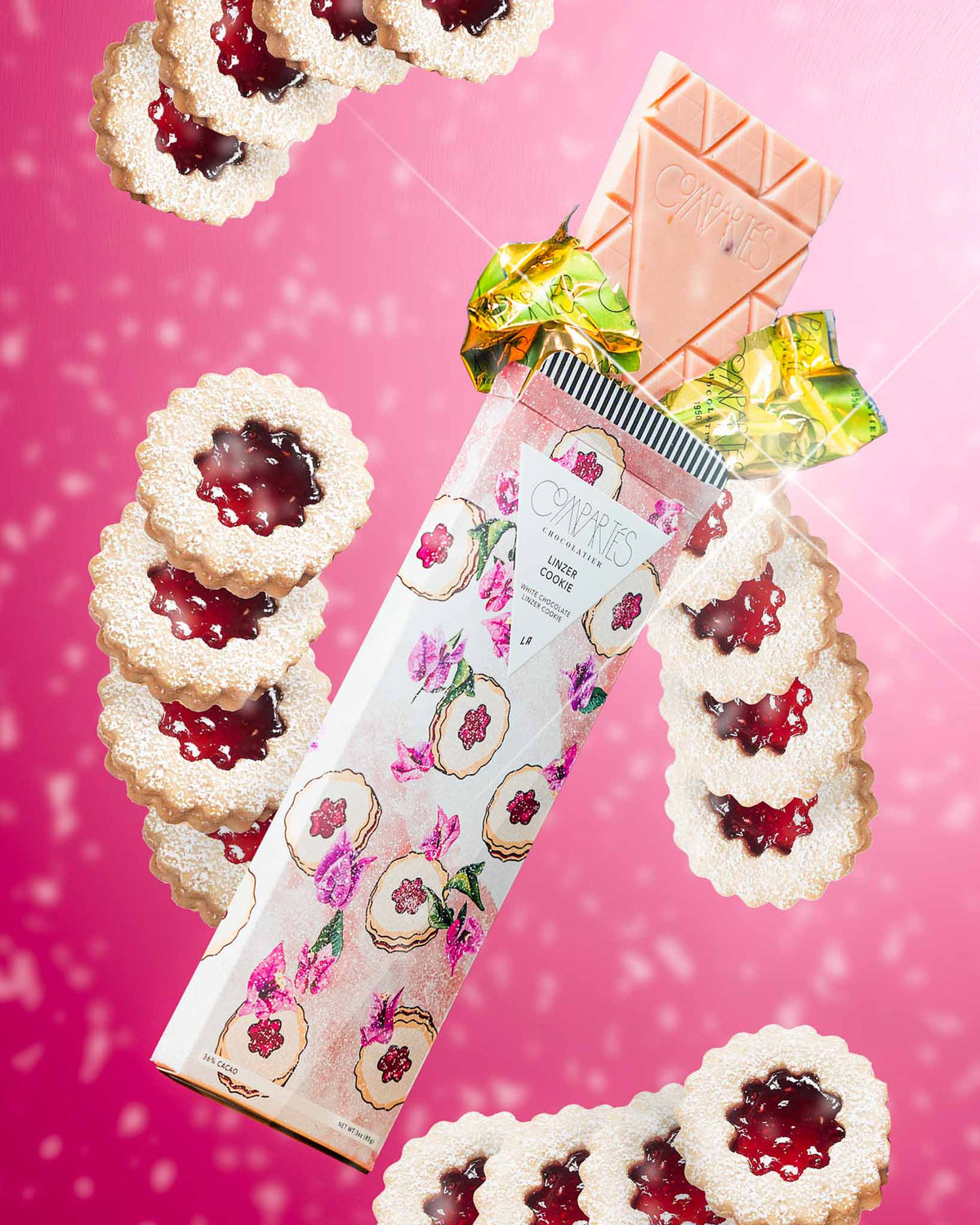Gourmet Holiday Chocolate Gift - Linzer Cookie Luxury Chocolate Bar