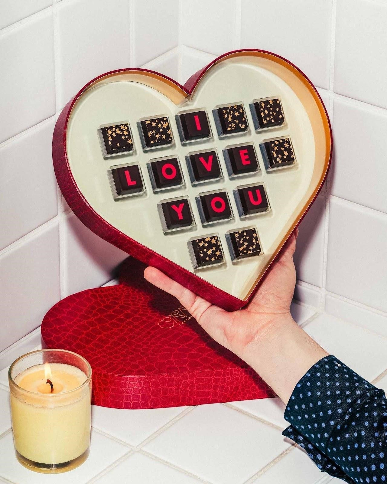 The Compartés “I Love You” truffles box.