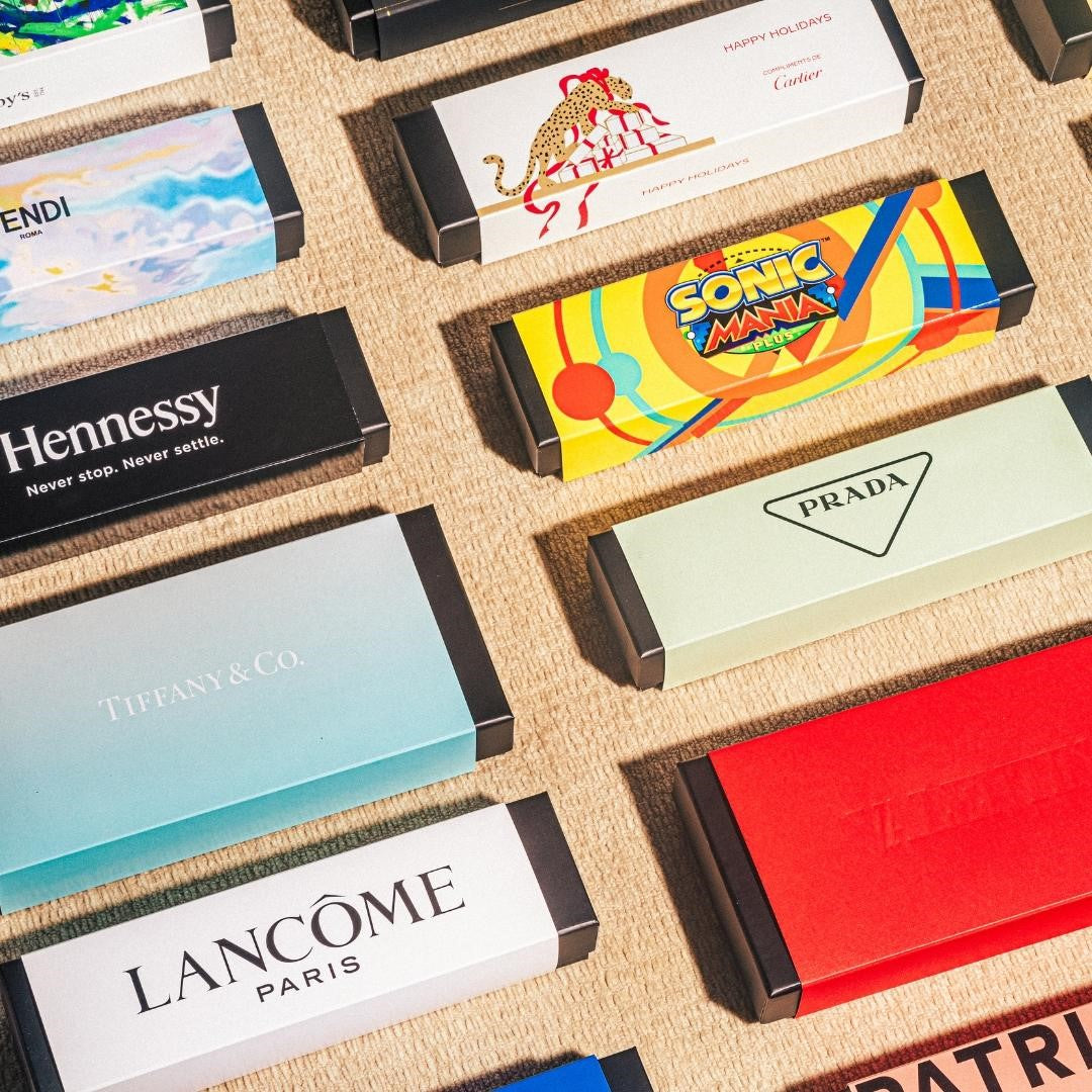 Various chocolate boxes with custom corporate packaging.