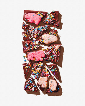 Luxury Dark Chocolate Gift - Pink Elephants Animal Cookies Fancy Chocolate Bar - Los Angeles