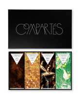 Compartes luxury boozy chocolate gift box, dark chocolate bars in espresso martini, champagne and margarita