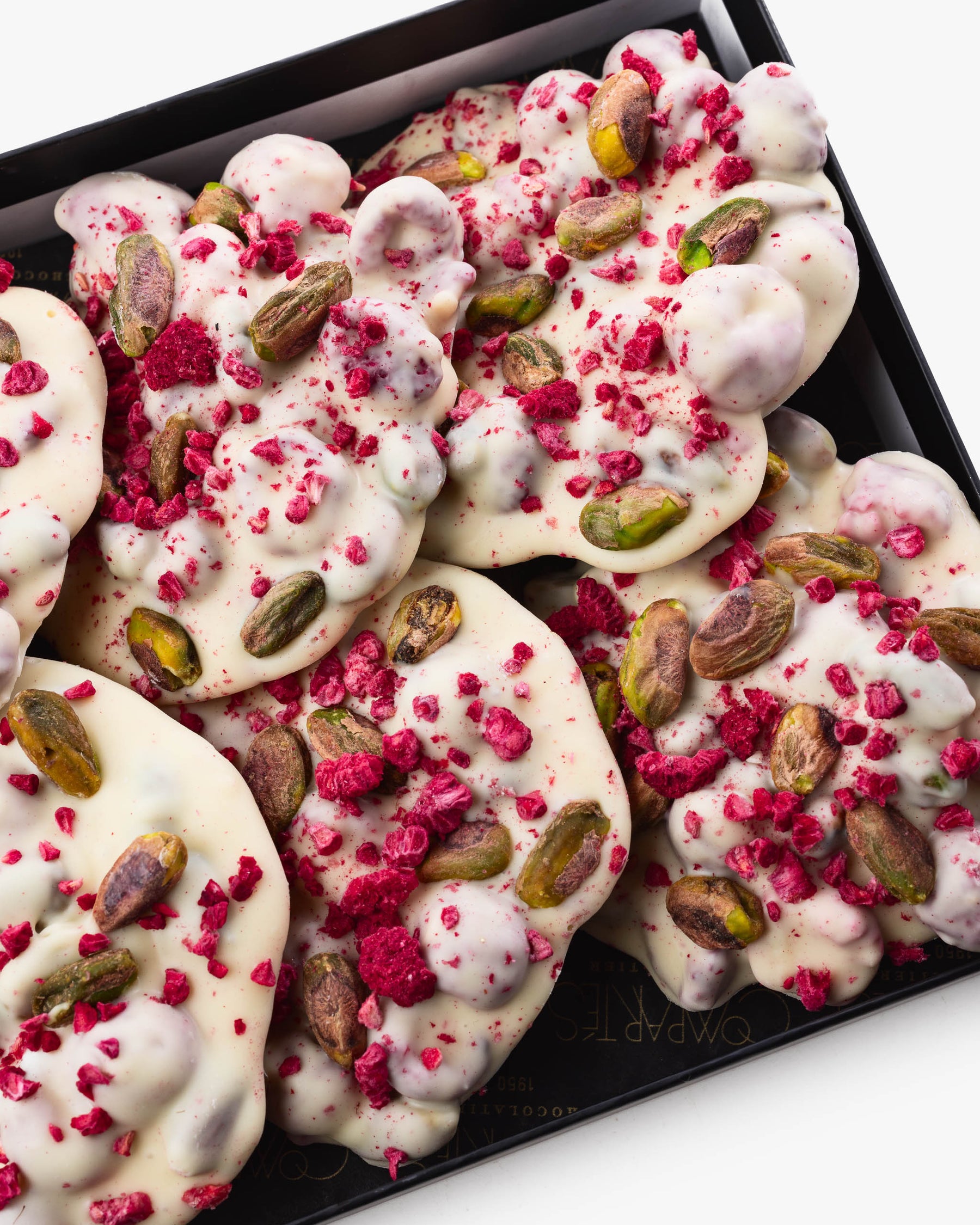 Raspberry Pistachio Holiday White Chocolate Bark