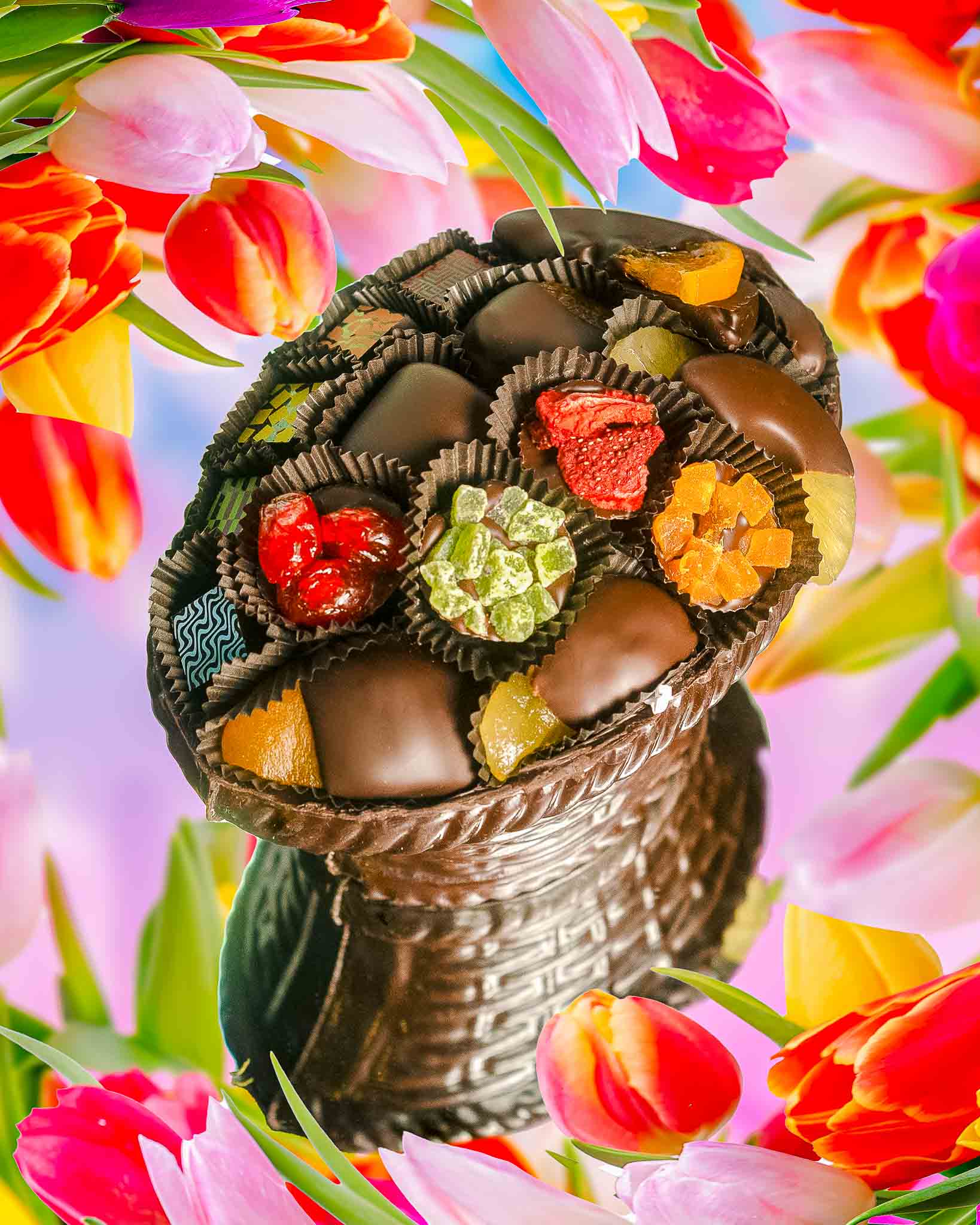 Edible Chocolate Gift Basket - Luxury Dark Chocolate Oval