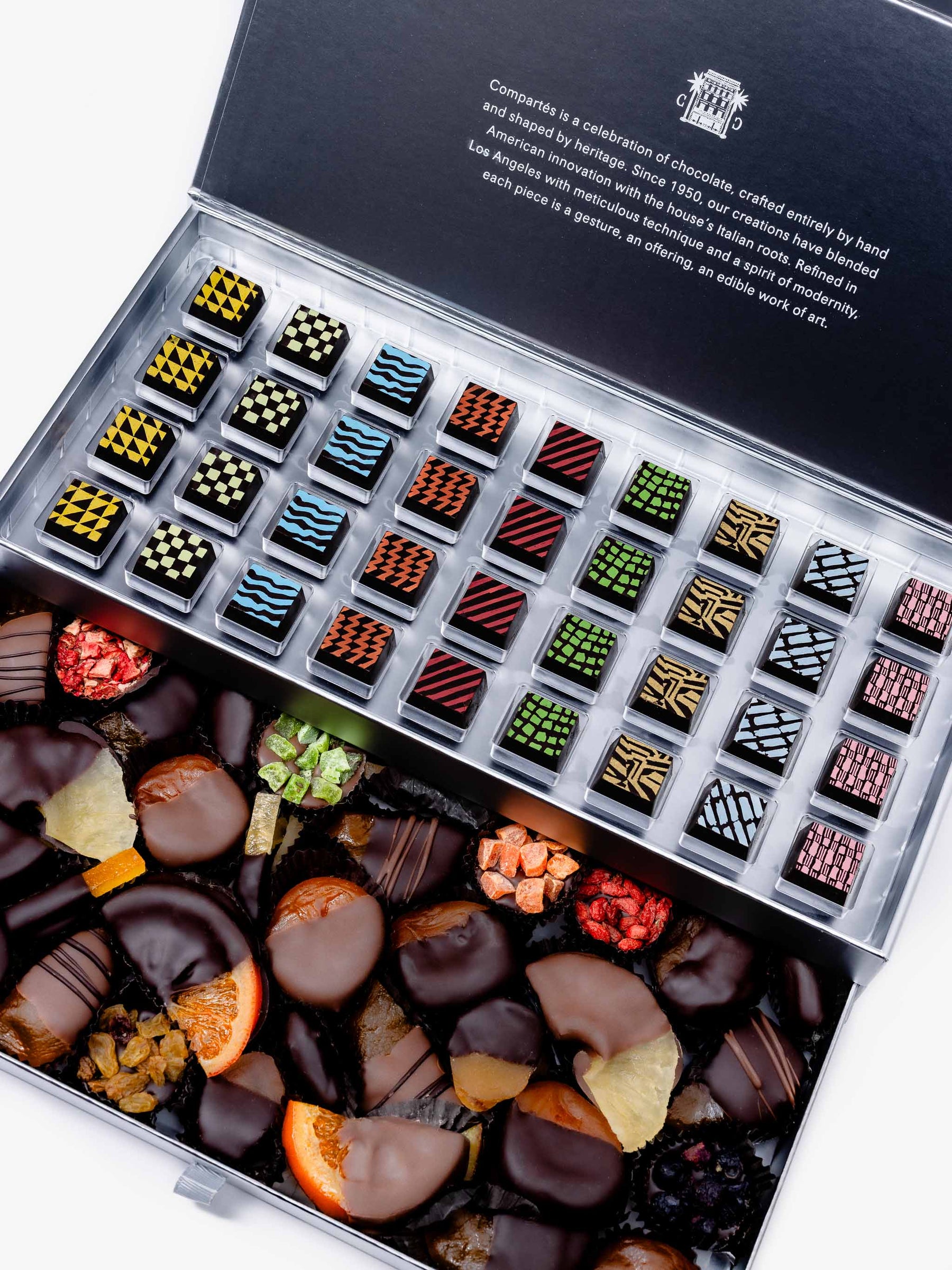 Stunning Silver Luxury Drawer Gift Box - Assorted Chocolates & Fruits