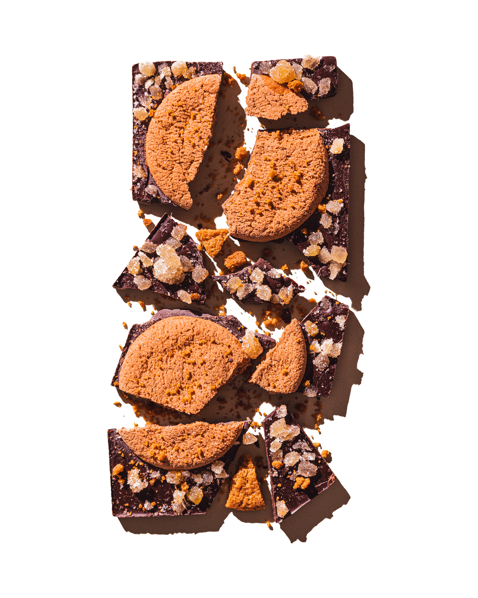 Compartes gourmet chocolate gift, dark chocolate bar with gingerbread cookies and candied ginger, crystallized ginger