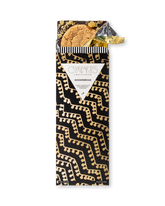 Compartes gourmet gingerbread cookies chocolate gift bar, black and gold wrapper, dark chocolate with cookies