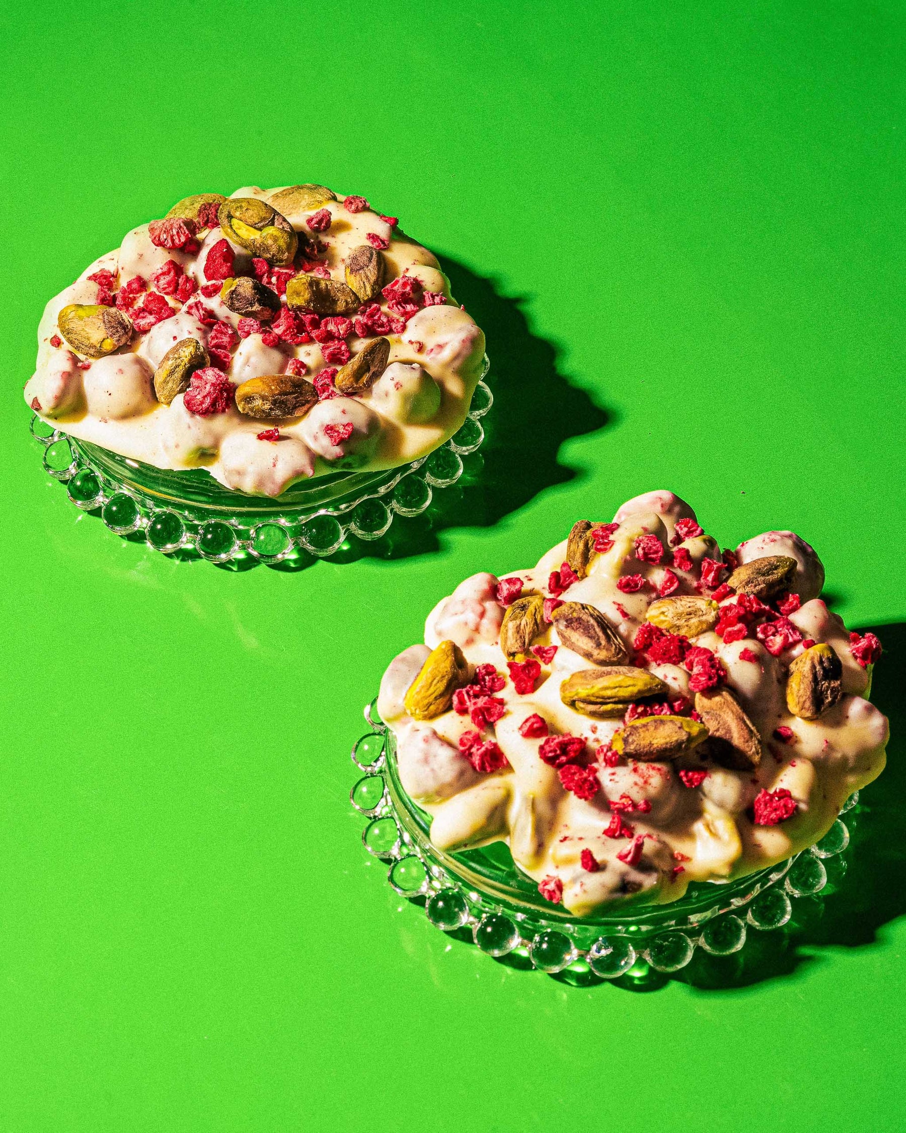 Raspberry Pistachio Holiday White Chocolate Bark