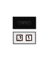 Compartes luxury chocolate wedding favor, white chocolate squares with bride and groom silhouettes, gift box, vanilla