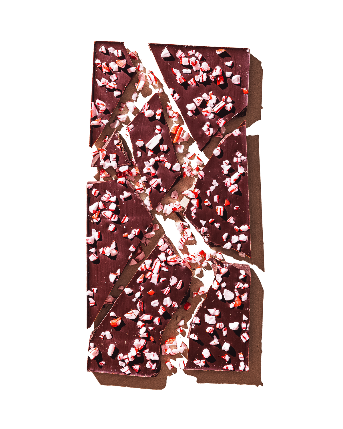 Compartes luxury peppermint bark dark chocolate gift bar, deep red and white peppermint candy