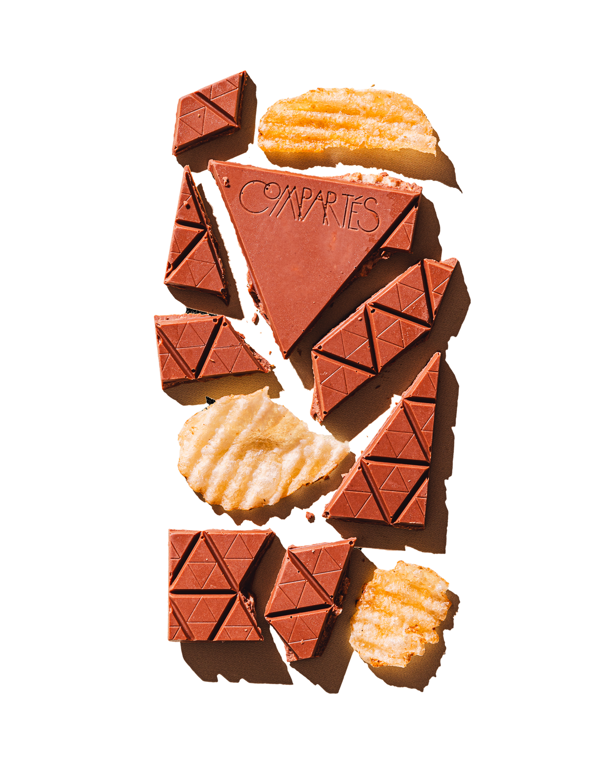 Compartes luxury potato chip crisp chocolate gift bar, milk chocolate with salted potato chips