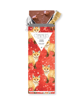 Compartes luxury chocolate gift bar, milk chocolate sugar cookie in a deep red fox wrapper