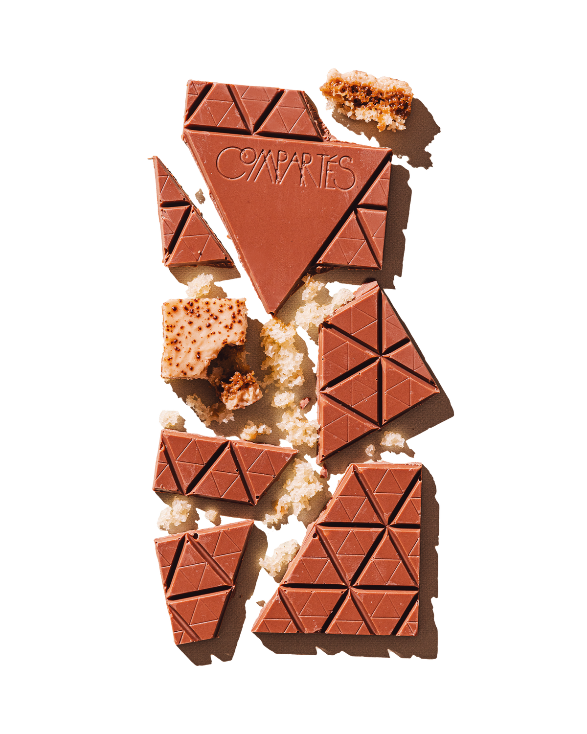 Compartes luxury chocolate gift, milk chocolate tiramisu bar with sponge cake and cocoa dust, coffee and mascarpone