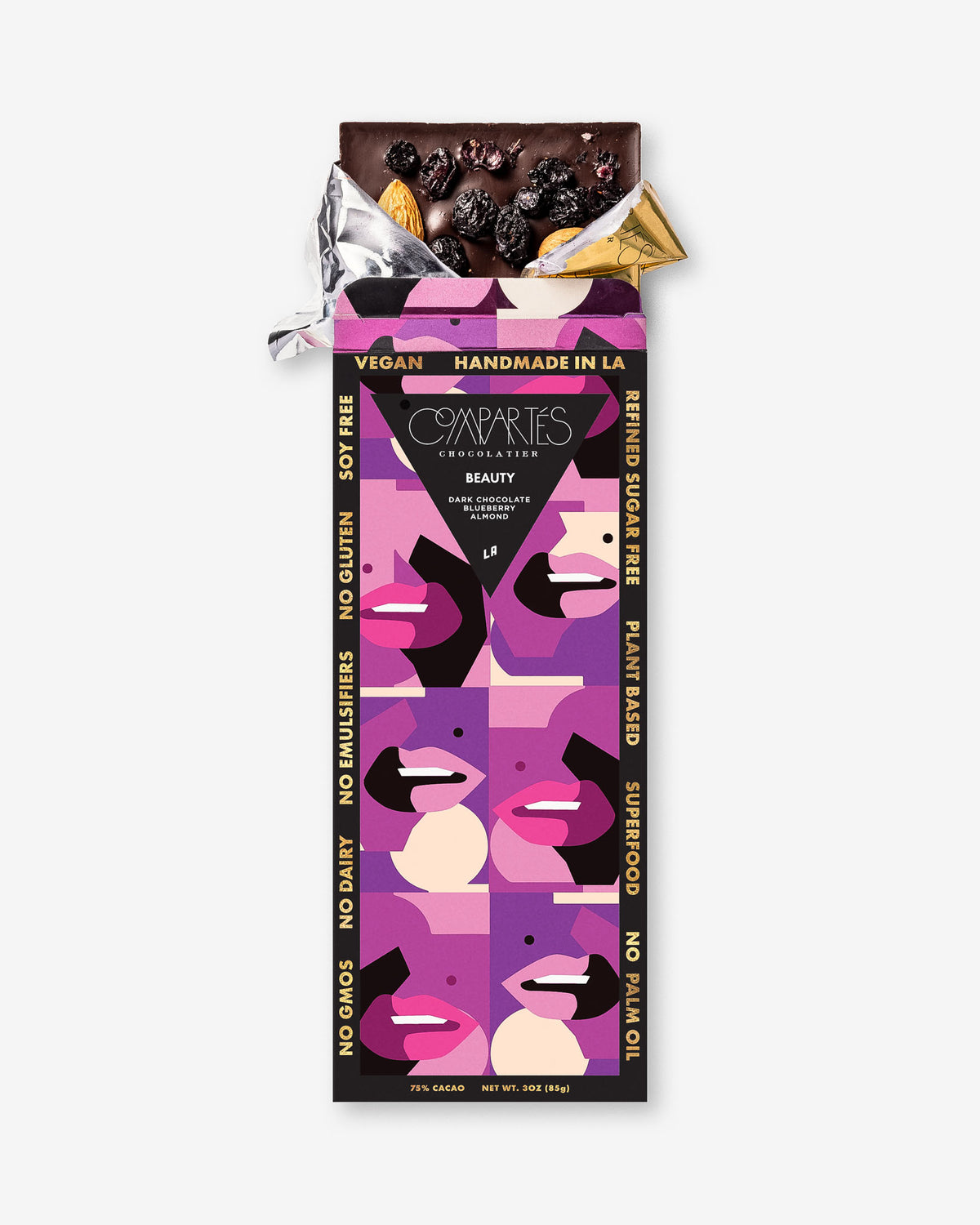 Vegan Luxury Chocolate Gifts - Dark Chocolate Vegan Blueberry Almond Bar